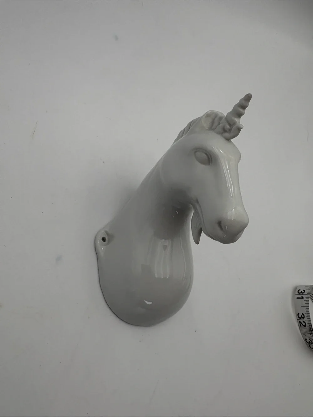White Glazed Ceramic Unicorn Hook
